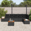 Havesofa Sæt med pude med opbevaring 6 pcs Sort Polyrattan