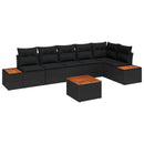 Havesofa Sæt med pude med opbevaring 6 pcs Sort Polyrattan