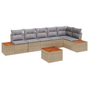 Havesofa Sæt med pude 6 pcs Beige og lys grå Polyrattan