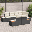 Havesofa Sæt med pude 7 pcs Sort og Cream Polyrattan