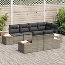 Havesofa Sæt med pude med opbevaring 7 pcs Grå Polyrattan