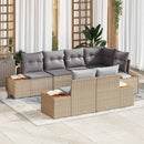 Havesofa Sæt med pude 7 pcs Beige og lys grå Polyrattan