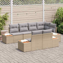 Havesofa Sæt med pude 7 pcs Beige og lys grå Polyrattan