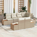 Havesofa Sæt med pude 7 pcs Beige og creme Polyrattan