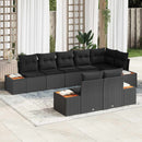 Havesofa Sæt med pude med opbevaring 8 pcs Sort Polyrattan
