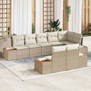 Havesofa Sæt med pude 8 pcs Beige og creme Polyrattan