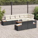 Havesofa Sæt med pude 8 pcs Sort og Cream Polyrattan