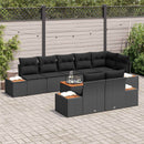 Havesofa Sæt med pude med opbevaring 8 pcs Sort Polyrattan