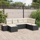 Havesofa Sæt med pude 7 pcs Sort og Cream Polyrattan