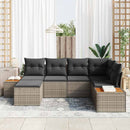 Havesofa Sæt med pude med opbevaring 7 pcs Grå Polyrattan