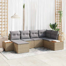 Havesofa Sæt med pude 7 pcs Beige og lys grå Polyrattan