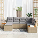 Havesofa Sæt med pude 7 pcs Beige og lys grå Polyrattan