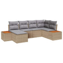 Havesofa Sæt med pude 7 pcs Beige og lys grå Polyrattan