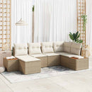 Havesofa Sæt med pude 7 pcs Beige og creme Polyrattan