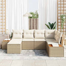 Havesofa Sæt med pude 7 pcs Beige og creme Polyrattan