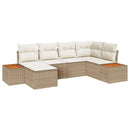 Havesofa Sæt med pude 7 pcs Beige og creme Polyrattan