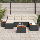 Havesofa Sæt med pude 7 pcs Sort og Cream Polyrattan