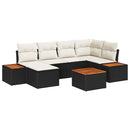 Havesofa Sæt med pude 7 pcs Sort og Cream Polyrattan