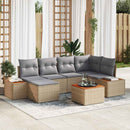 Havesofa Sæt med pude 7 pcs Beige og lys grå Polyrattan