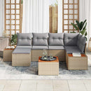 Havesofa Sæt med pude 7 pcs Beige og lys grå Polyrattan
