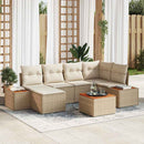 Havesofa Sæt med pude 7 pcs Beige og creme Polyrattan
