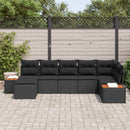 Havesofa Sæt med pude med opbevaring 8 pcs Sort Polyrattan