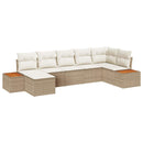 Havesofa Sæt med pude 8 pcs Beige og creme Polyrattan