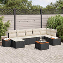 Havesofa Sæt med pude 8 pcs Sort og Cream Polyrattan