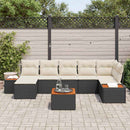 Havesofa Sæt med pude 8 pcs Sort og Cream Polyrattan