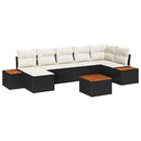 Havesofa Sæt med pude 8 pcs Sort og Cream Polyrattan