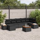Havesofa Sæt med pude med opbevaring 8 pcs Sort Polyrattan