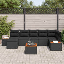 Havesofa Sæt med pude med opbevaring 8 pcs Sort Polyrattan