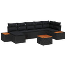 Havesofa Sæt med pude med opbevaring 8 pcs Sort Polyrattan