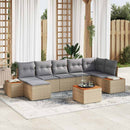 Havesofa Sæt med pude 8 pcs Beige og lys grå Polyrattan
