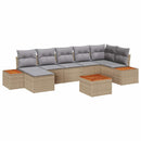 Havesofa Sæt med pude 8 pcs Beige og lys grå Polyrattan