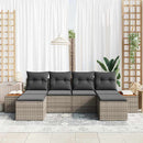 Havesofa Sæt med pude 6 pcs Grå Poly Rattan