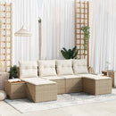 Havesofa Sæt med pude 6 pcs Beige og creme Poly Rattan
