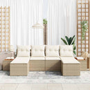 Havesofa Sæt med pude 6 pcs Beige og creme Poly Rattan
