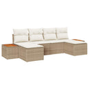 Havesofa Sæt med pude 6 pcs Beige og creme Poly Rattan