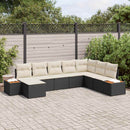 Havesofa Sæt med pude 9 pcs Sort og Cream Polyrattan