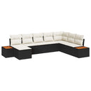 Havesofa Sæt med pude 9 pcs Sort og Cream Polyrattan