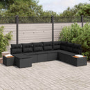 Havesofa Sæt med pude med opbevaring 9 pcs Sort Polyrattan
