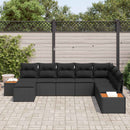 Havesofa Sæt med pude med opbevaring 9 pcs Sort Polyrattan