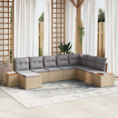 Havesofa Sæt 9 stk. 8-Antal sæder Beige og lys grå Polyrattan