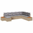 Havesofa Sæt med pude 9 pcs Beige og lys grå Polyrattan