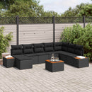 Havesofa Sæt med pude med opbevaring 9 pcs Sort Polyrattan