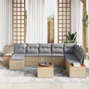 Havesofa Sæt med pude 9 pcs Beige og lys grå Polyrattan
