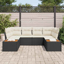 Havesofa Sæt med pude 6 pcs Sort og Cream Polyrattan