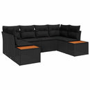 Havesofa Sæt med pude med opbevaring 6 pcs Sort Polyrattan