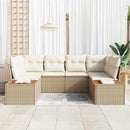 Havesofa Sæt med pude 6 pcs Beige og creme Polyrattan